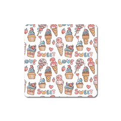 Love Pattern Texture Square Magnet by Grandong