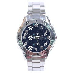 Flower Pattern Texture Stainless Steel Analogue Watch by Grandong