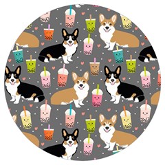 Welsh Corgi Dog Boba Tea Bubble Kawaii Round Trivet by Grandong