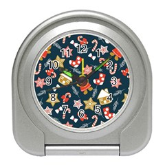 New Year Christmas Winter Pattern Travel Alarm Clock by Grandong