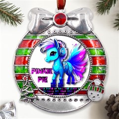 Pinkie Pie  Metal X mas Ribbon With Red Crystal Round Ornament by Internationalstore