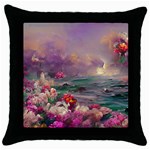 Abstract Flowers  Throw Pillow Case (Black) Front