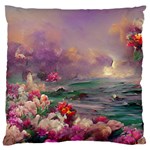 Abstract Flowers  Large Premium Plush Fleece Cushion Case (Two Sides) Back