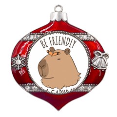 Capybara T- Shirt Be Nice Be Friendly Be A Capybara T- Shirt Yoga Reflexion Pose T- Shirtyoga Reflexion Pose T- Shirt Metal Snowflake And Bell Red Ornament by hizuto