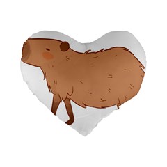 Capybara T- Shirt Cute Capybara Illustration T- Shirt (1) Yoga Reflexion Pose T- Shirtyoga Reflexion Pose T- Shirt Standard 16  Premium Flano Heart Shape Cushions by hizuto