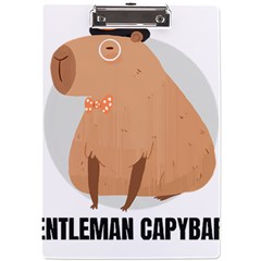 Capybara T- Shirt Gentlemen Capybara - A Cute Funny Capybara Illustration T- Shirt Yoga Reflexion Pose T- Shirtyoga Reflexion Pose T- Shirt A4 Acrylic Clipboard by hizuto