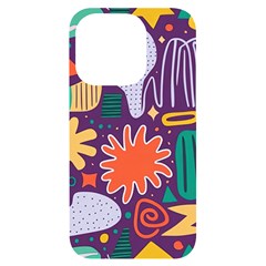 Colorful Shapes On A Purple Background Iphone 14 Pro Black Uv Print Case by LalyLauraFLM