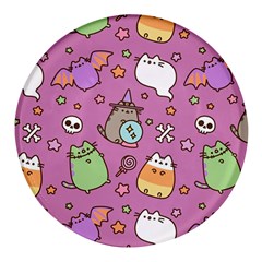 Pusheen Cat Round Glass Fridge Magnet (4 Pack) by Pakjumat