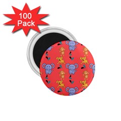 Elephant Monkey Dog Cartoon 1 75  Magnets (100 Pack)  by Pakjumat