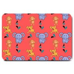 Elephant Monkey Dog Cartoon Large Doormat by Pakjumat