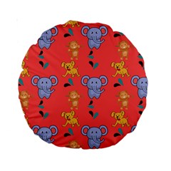 Elephant Monkey Dog Cartoon Standard 15  Premium Round Cushions by Pakjumat