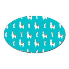 Lama Alpaca Animal Pattern Design Oval Magnet by Pakjumat