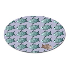 Fishes Pattern Background Theme Oval Magnet by Pakjumat