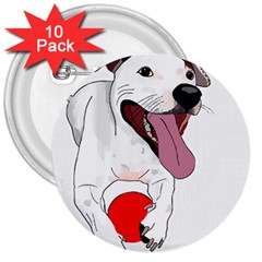 Bulldog T- Shirt Running Bulldog T- Shirt 3  Buttons (10 Pack)  by JamesGoode