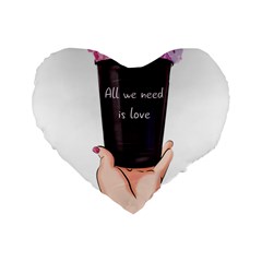 All You Need Is Love 2 Standard 16  Premium Heart Shape Cushions by SychEva