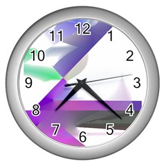 Abstract T- Shirt Purple Northern Lights Colorful Abstract T- Shirt Wall Clock (silver) by EnriqueJohnson