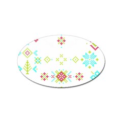 Christmas Cross Stitch Pattern Effect Holidays Symmetry Sticker Oval (100 Pack) by Sarkoni