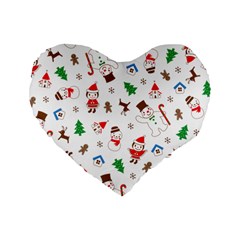 Christmas Santa Claus Pattern Standard 16  Premium Heart Shape Cushions by Sarkoni