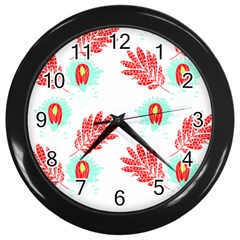 Batik T- Shirt Batik Flowers Pattern 17 Wall Clock (black) by EnriqueJohnson