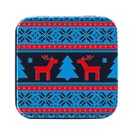 Red And Green Christmas Tree Winter Pattern Pixel Elk Buckle Holidays Square Metal Box (Black) Front