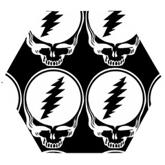 Black And White Deadhead Grateful Dead Steal Your Face Pattern Wooden Puzzle Hexagon by Sarkoni