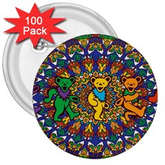 Grateful Dead Pattern 3  Buttons (100 Pack)  by Sarkoni