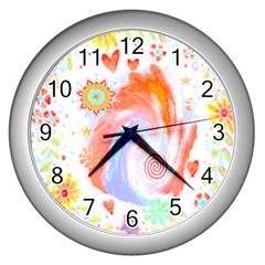 Flowers Blooming T- Shirt Coming Through  T- Shirt Wall Clock (silver) by EnriqueJohnson