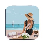 Rest By The Sea Square Metal Box (Black) Front