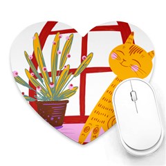 Cat Pet Ginger Art Animal Cartoon Heart Mousepad by uniart180623