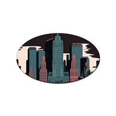 New York City Nyc Skyline Cityscape Sticker (oval) by uniart180623