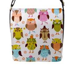 Cute Owls Pattern Flap Closure Messenger Bag (l) by Ket1n9