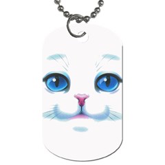 Cute White Cat Blue Eyes Face Dog Tag (one Side) by Ket1n9