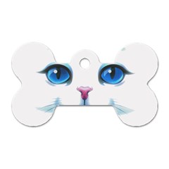 Cute White Cat Blue Eyes Face Dog Tag Bone (one Side) by Ket1n9