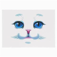 Cute White Cat Blue Eyes Face Large Glasses Cloth (2 Sides) by Ket1n9