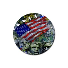 Usa United States Of America Images Independence Day Rubber Round Coaster (4 Pack) by Ket1n9