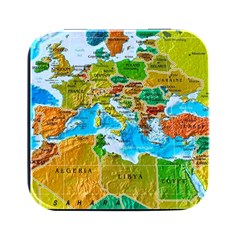 World Map Square Metal Box (black) by Ket1n9