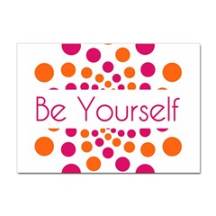 Be Yourself Pink Orange Dots Circular Sticker A4 (100 Pack) by Ket1n9