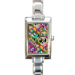 Crazy Illustrations & Funky Monster Pattern Rectangle Italian Charm Watch Front