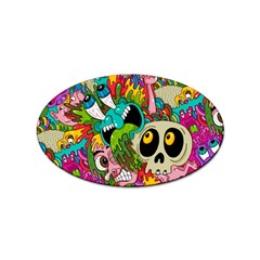 Crazy Illustrations & Funky Monster Pattern Sticker Oval (10 Pack) by Ket1n9