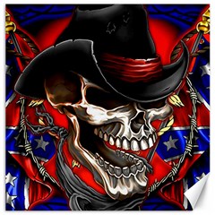 Confederate Flag Usa America United States Csa Civil War Rebel Dixie Military Poster Skull Canvas 20  X 20  by Ket1n9