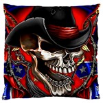 Confederate Flag Usa America United States Csa Civil War Rebel Dixie Military Poster Skull Large Cushion Case (One Side) Front