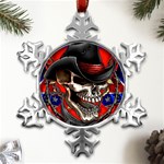 Confederate Flag Usa America United States Csa Civil War Rebel Dixie Military Poster Skull Metal Small Snowflake Ornament Front