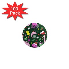 Dinosaur Colorful Funny Christmas Pattern 1  Mini Magnets (100 Pack)  by Ket1n9