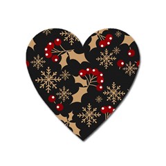 Christmas Pattern With Snowflakes Berries Heart Magnet by Ket1n9