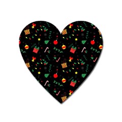 Christmas Pattern Texture Colorful Wallpaper Heart Magnet by Ket1n9