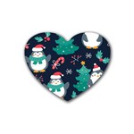 Colorful Funny Christmas Pattern Rubber Coaster (Heart) Front