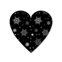 Christmas Snowflake Seamless Pattern With Tiled Falling Snow Heart Magnet by Ket1n9