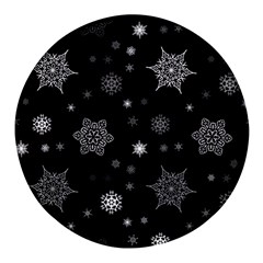 Christmas Snowflake Seamless Pattern With Tiled Falling Snow Round Glass Fridge Magnet (4 Pack) by Ket1n9