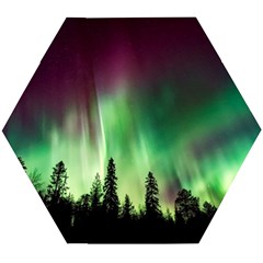 Aurora-borealis-northern-lights Wooden Puzzle Hexagon by Ket1n9