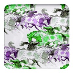 Horse-horses-animal-world-green Square Glass Fridge Magnet (4 Pack) by Ket1n9